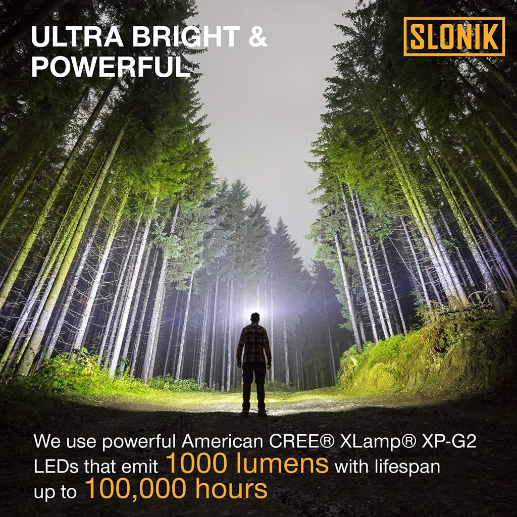 waterproof headlight headlamp for hiking and camping 1000 lumens