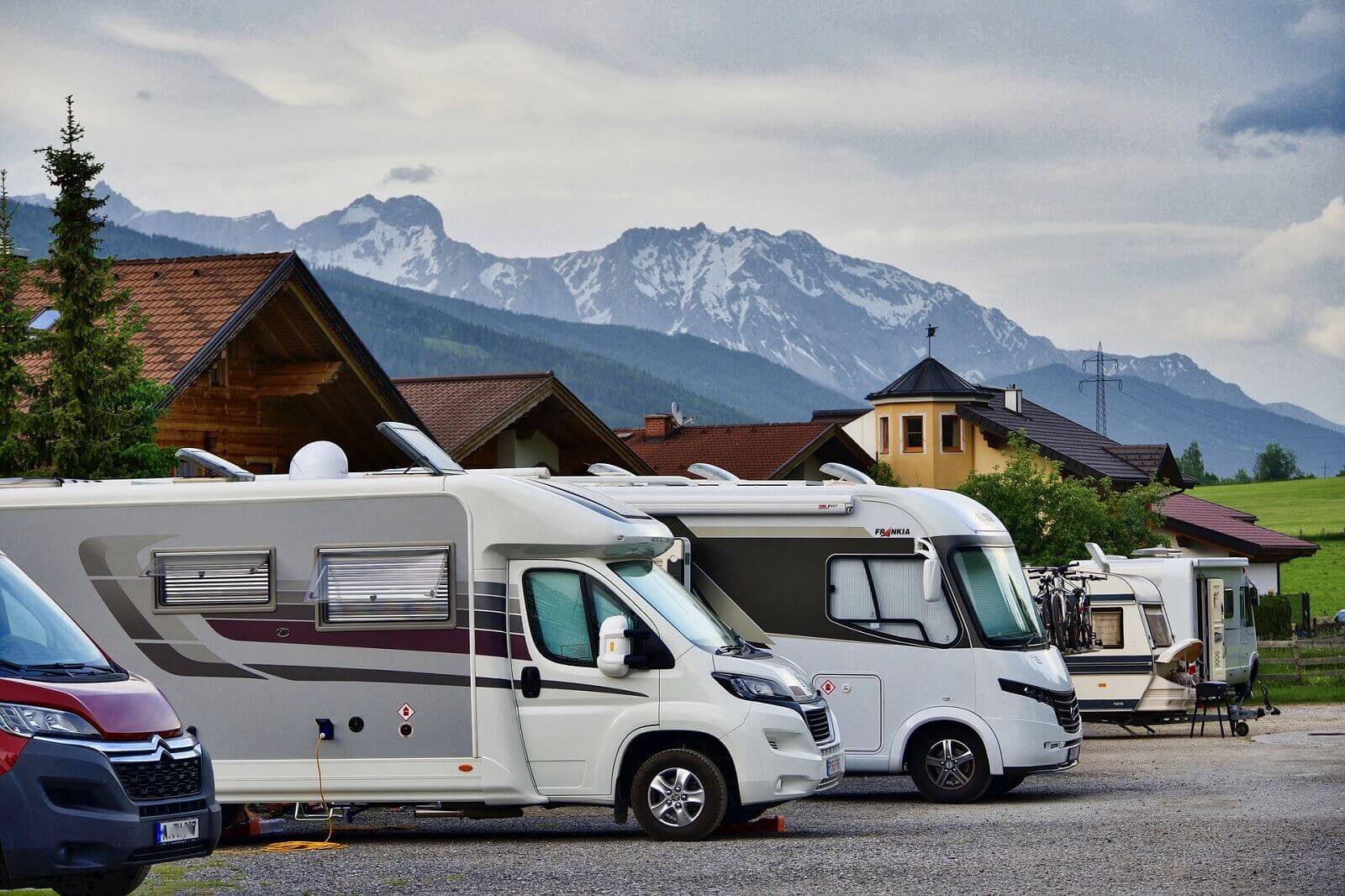 rv motorhomes in campground park