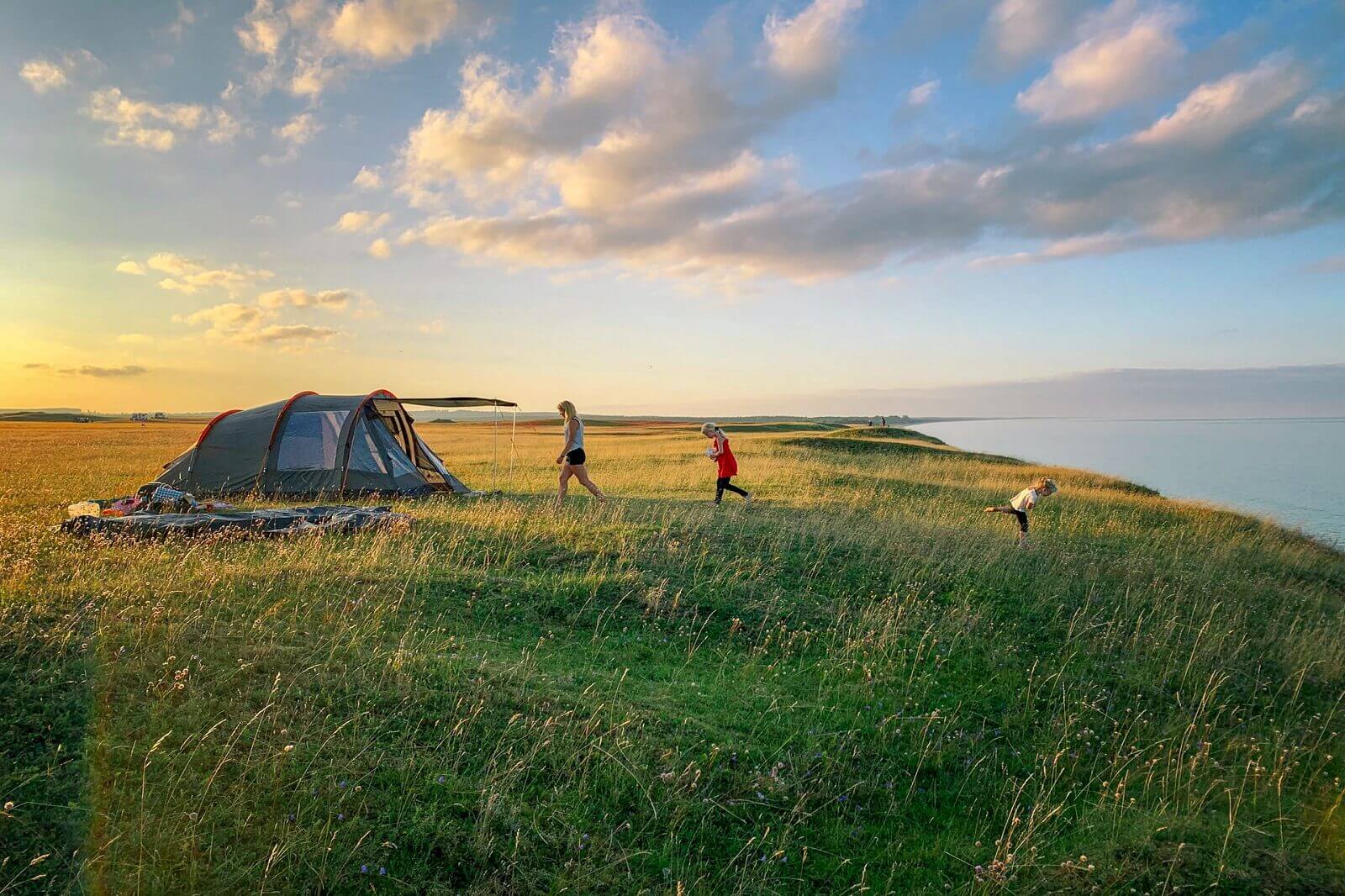 family is tent camping